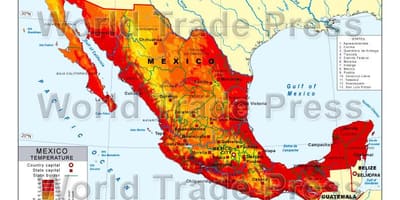 Map of Mexico temperature