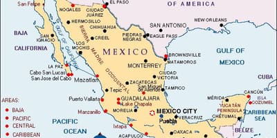 Map of Mexico vacation spots