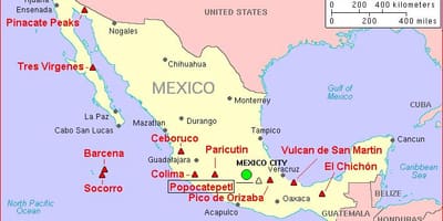 Map of Mexico volcano