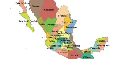 Map of Mexico provinces