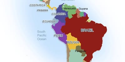 Map Mexico and south america