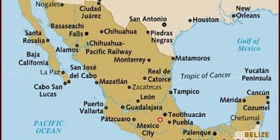 Map of Mexico tourist