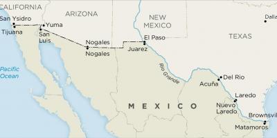 Us and Mexico border map