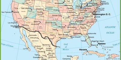 Us map with Mexico